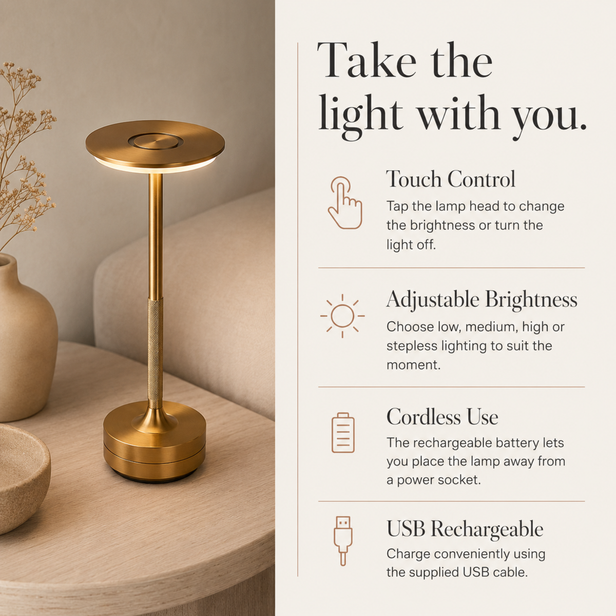 Rechargeable Touch Table Lamp
